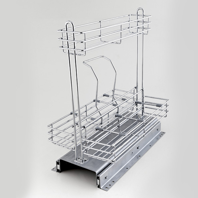 Выдвижная бутылочница с шариковыми направляющими донного крепления, трехсекционная